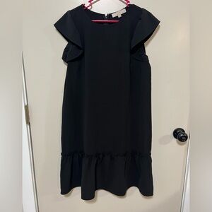 LOFT Black Ruffled Tiered Mini Dress size L tall